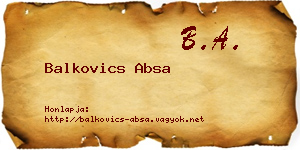 Balkovics Absa névjegykártya